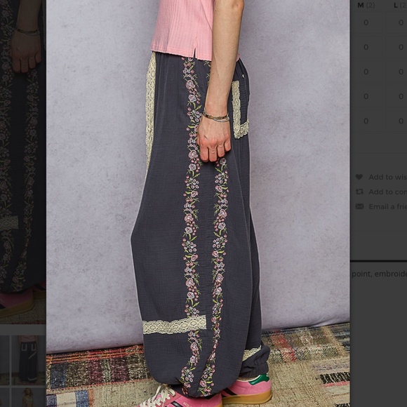 POL “ Braintree 4” POL Double Gauze Joggers with Embroidery Detail SR22 - Picture 3 of 7